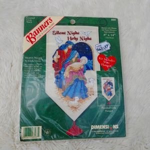 Embroidery Religious Hanging Kit. New in Bag. Dimensions.